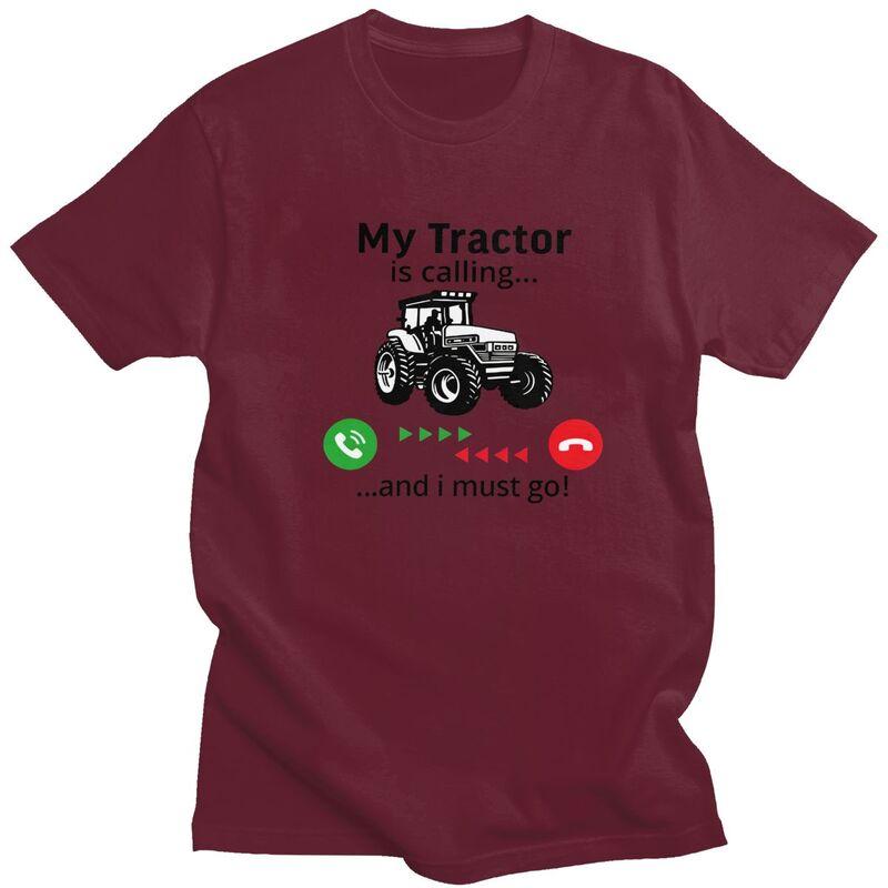 Mein Traktor Ruft T-Shirts Reine Baumwolle Kurzarm Lustiges Landwirt Fahrer T-Shirt Locker Übergröße Sommer Stil Kleidung