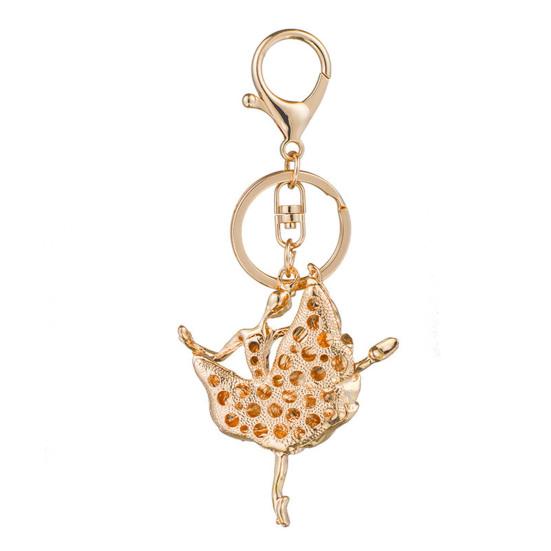 Ballerina Keychain for Women Girls Sparkling Rhinestone Ballet Dancer Keyring Pendant Alloy Bag Charm for Purse Wallet Car Keys