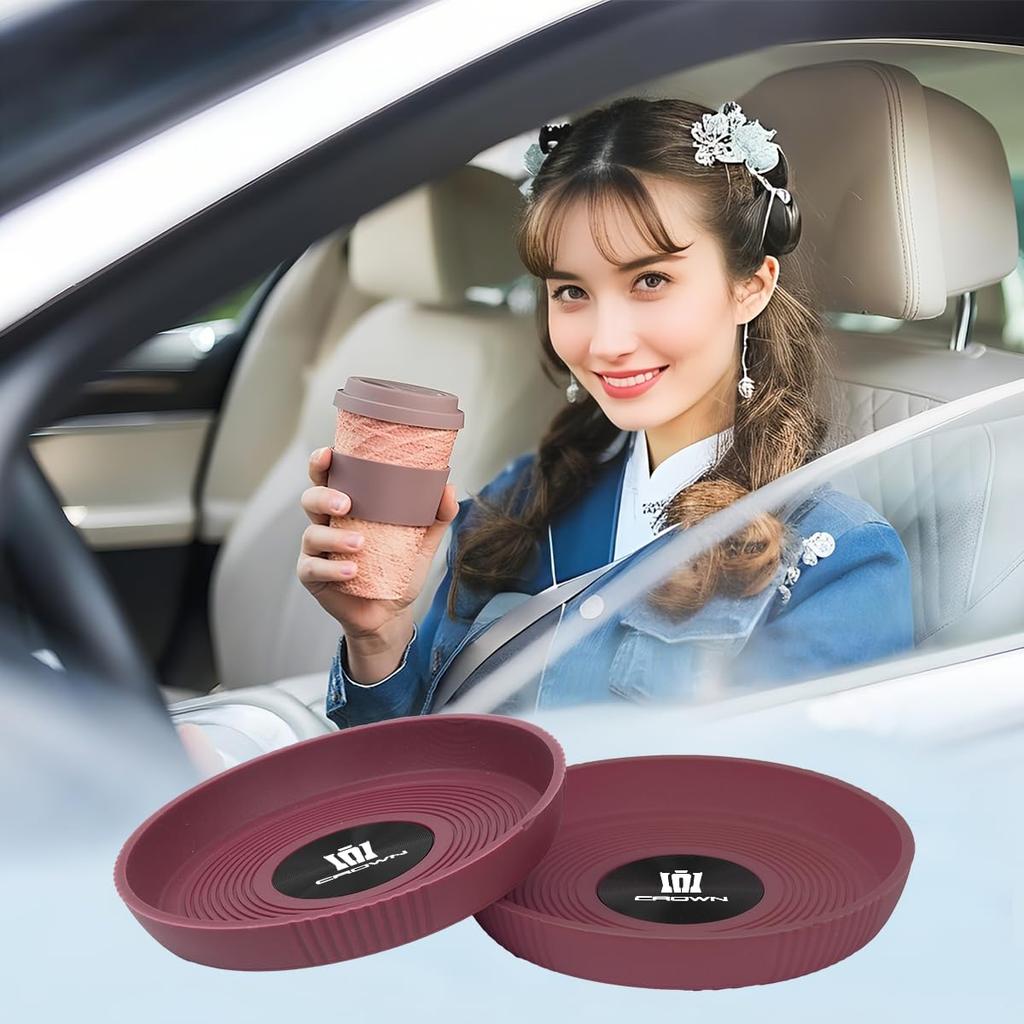 Set of 3D Round Car Coasters for Car Drink Stylish Interior Accessories for the New Crown Sport and Featuring Silicone and Premium Metal Car and