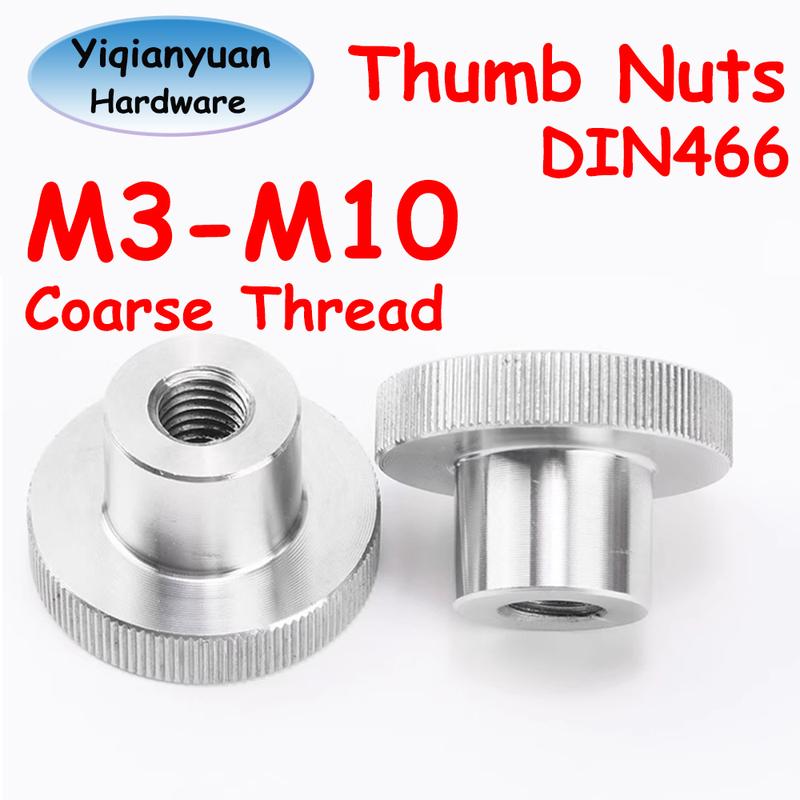 M3 M4 M5 M6 M8 M10 DIN466 SUS304 Stainless Steel Knurled Thumb Nut with Collar Blind/Through Hole 3D Printers Parts Curtain Wall
