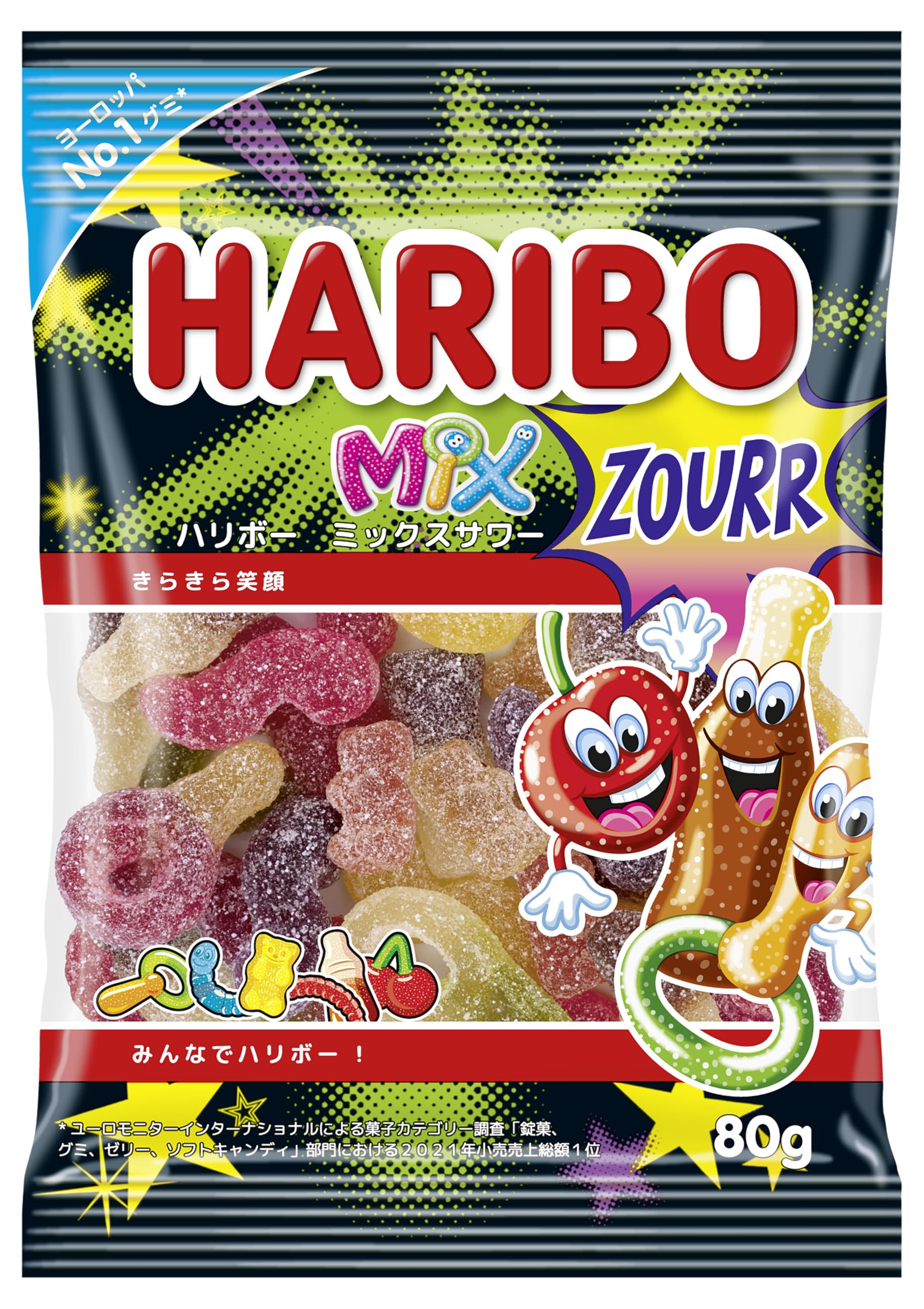 

Haribo Кислый Микс 80 г x 10 пакетиков чёрный