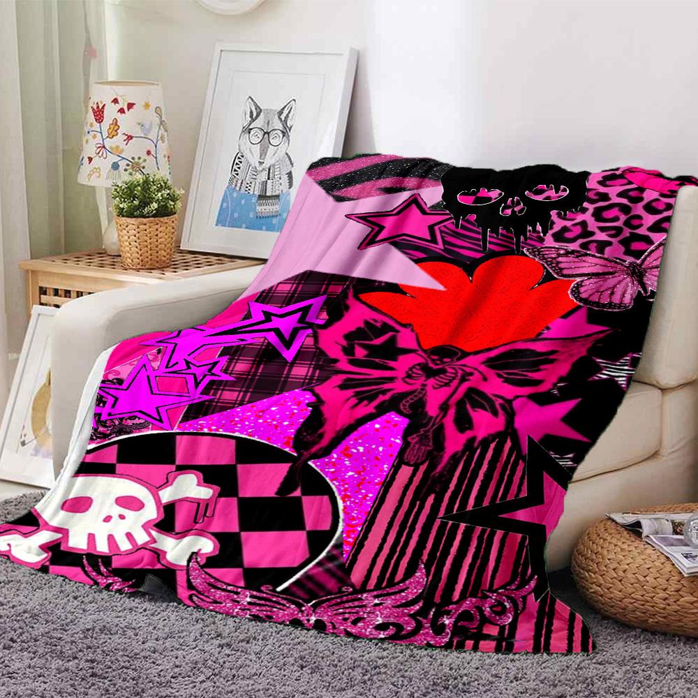 

1pc skull butterfly Themed Printed Soft and Comfortable Home Blanket, Small Throw Blanket, Nap Blanket, Suitable as a Gift l030 80cmx120cm(31inx47in)