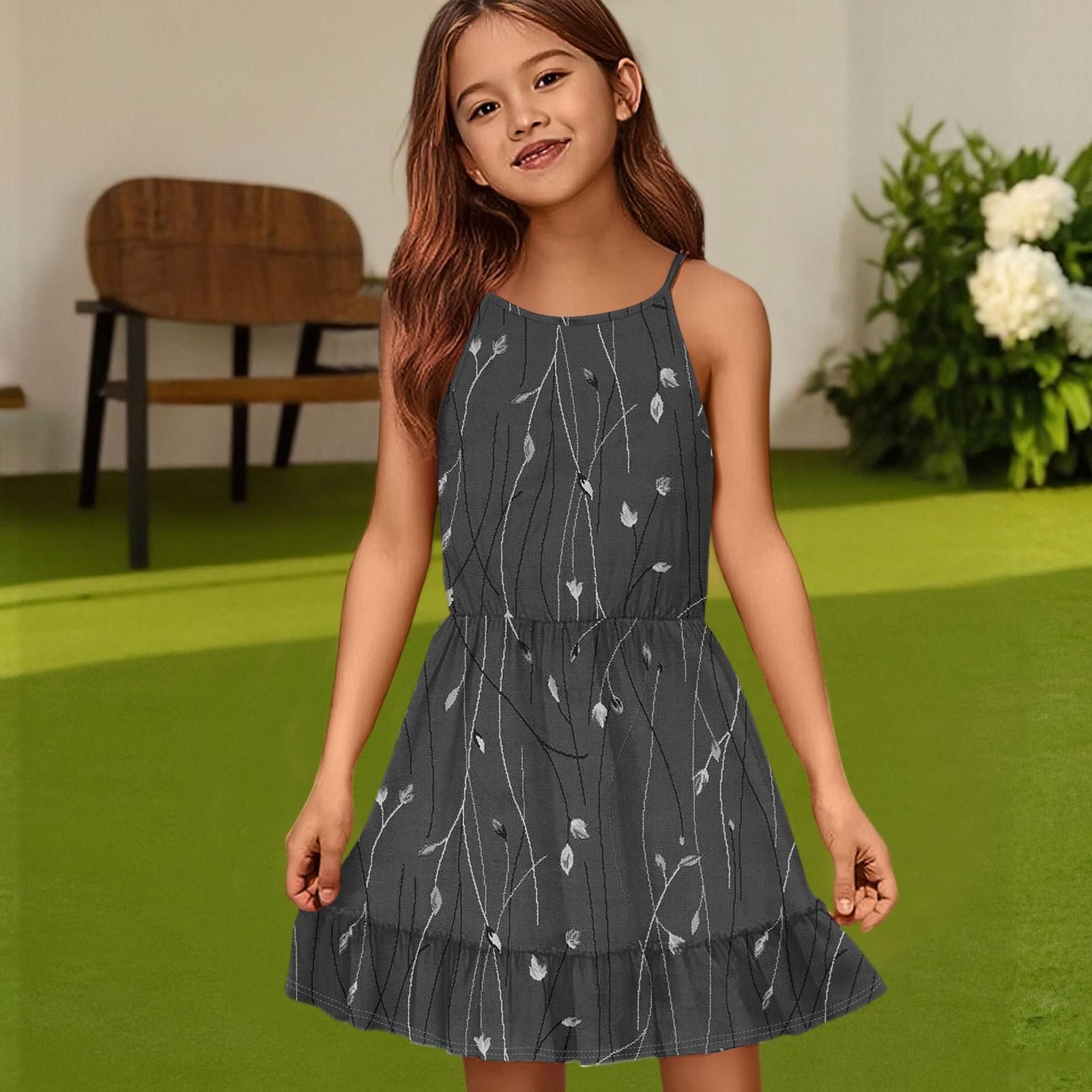 

Детское летнее повседневное модное платье с круглым вырезом, однотонное, без рукавов 140