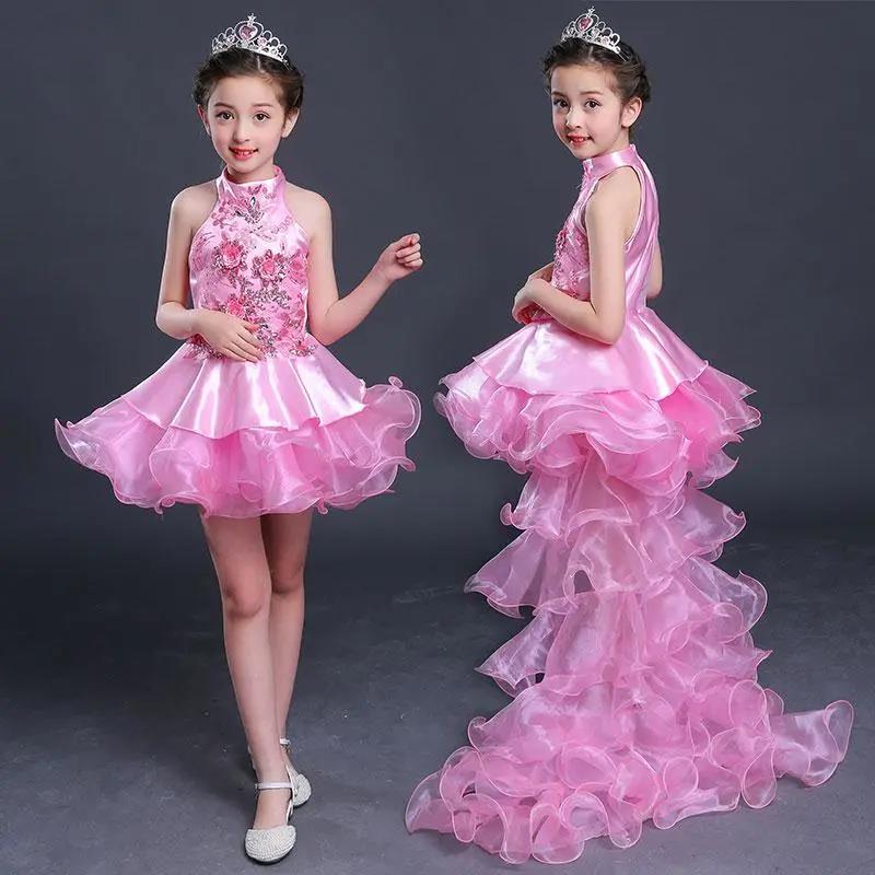 Children's Princess Dress Girls Evening Dress Flower Girl Student Performance Dress Tail Wedding Dress Tutu Dance Costume