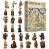 Weihnachts-Katzen-Ornament Countdown 24 Tage Mittelalterliches Thema Flaches Spielzeug Countdown bis Weihnachten Kalender für Kinder Kleinkind Teenager Erwachsener Junge