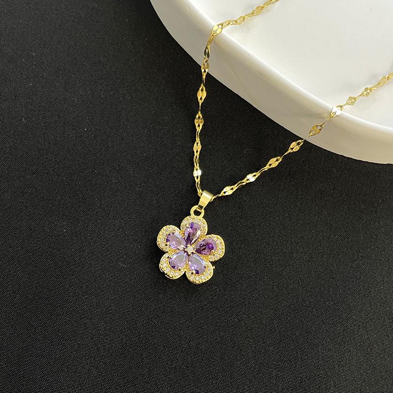 Dopamine Plum Blossom Necklace: Elegant 2025 Women's Clavicle Chain