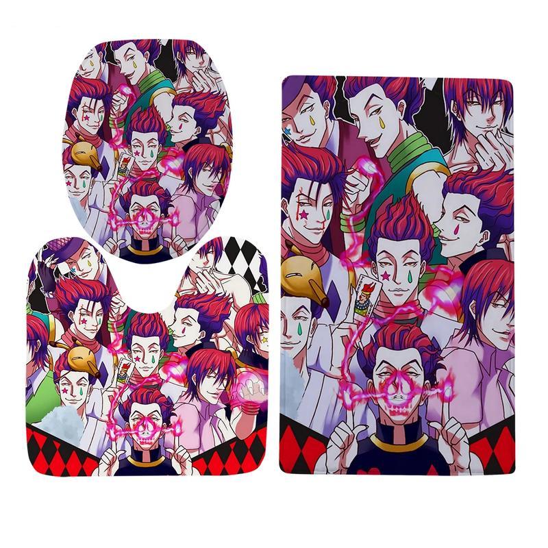 

CLOOCL аниме «Невероятные приключения Джоджо» с мультяшным рисунком, комплект из трех предметов, набор чехлов для унитаза, U-образный ковер, нескользящий впитывающий коврик