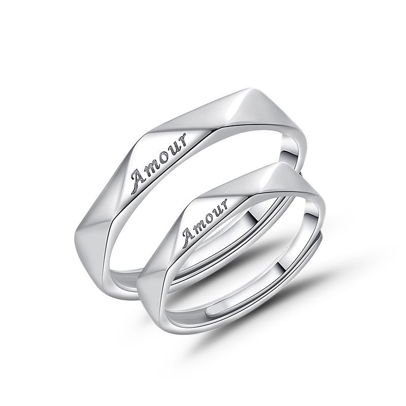 Letter Diamond Couple Ring Necklace for Men and Women, Fashionable Students, Collarbone Chain