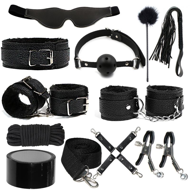 BDSM Restraints Sex Toys Bondage Set 11 Pcs Sex Leather Restraint Kits for Women and Couples