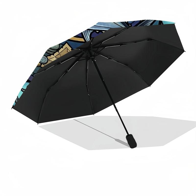 Marine Adventure Symbols Pattern Umbrella, Portable and Foldable Design, 8 Ribs, a Casual Accessory for Halloween, Christmas, and Birthday Gifts.