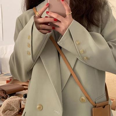 Slim Suit Jacket Women Women and Fall Double-breasted Comfortable Solid Color Suit Tops Commuter Casual Coat