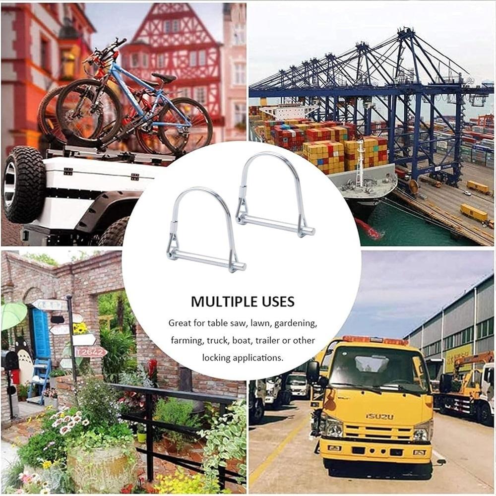 10Pcs Wire Lock Pin, Carbon Steel Shaft Locking Pin, Round Loop Wire Lock Pin for Track Farm Lawn(6*50)