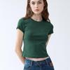Crop top en coton côtelé Spicy Girl pour femme - Coupe ajustée, taille haute, manches courtes, couleur unie
