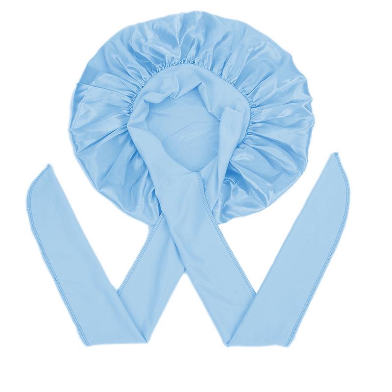 Women's Satin Sleep Cap with Elastic Ribbon - Large Hair Protection Cap for Home Use