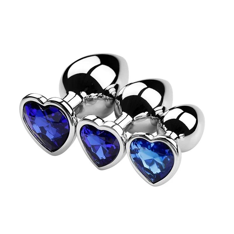 Stainless Steel Anal Plug Heart Shape 3 Sizes Crystal Anal Plug Removable Butt Plug Stimulator Anal Sex Toys Prostate Massager