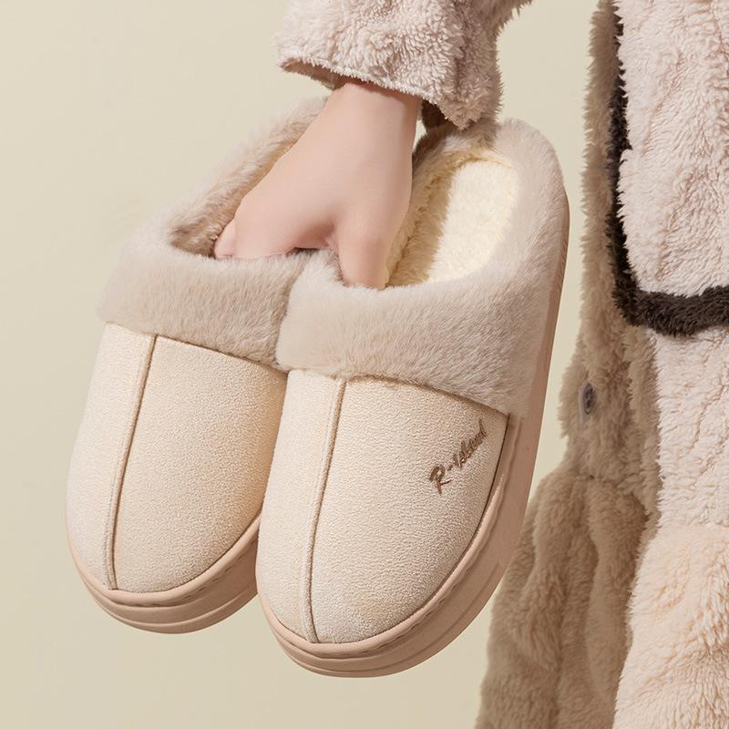 Cotton Slippers Autumn and Winter Indoor Home Couple Warm Plush Thickened Bottom Fluffy Slippers Shoes