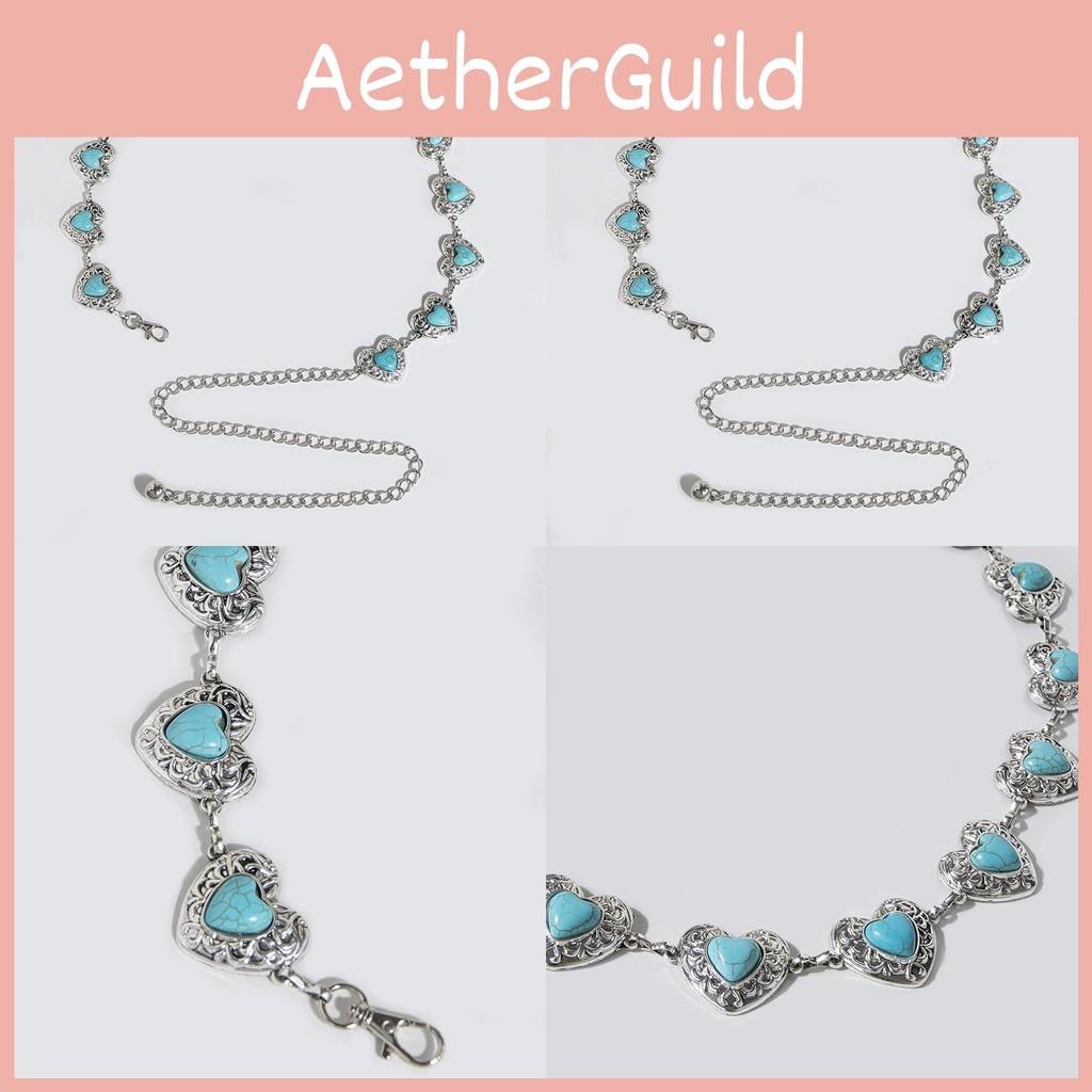 Waist Women Metal Chain With Heart Shaped Turquoise For Chic Winter Accessories