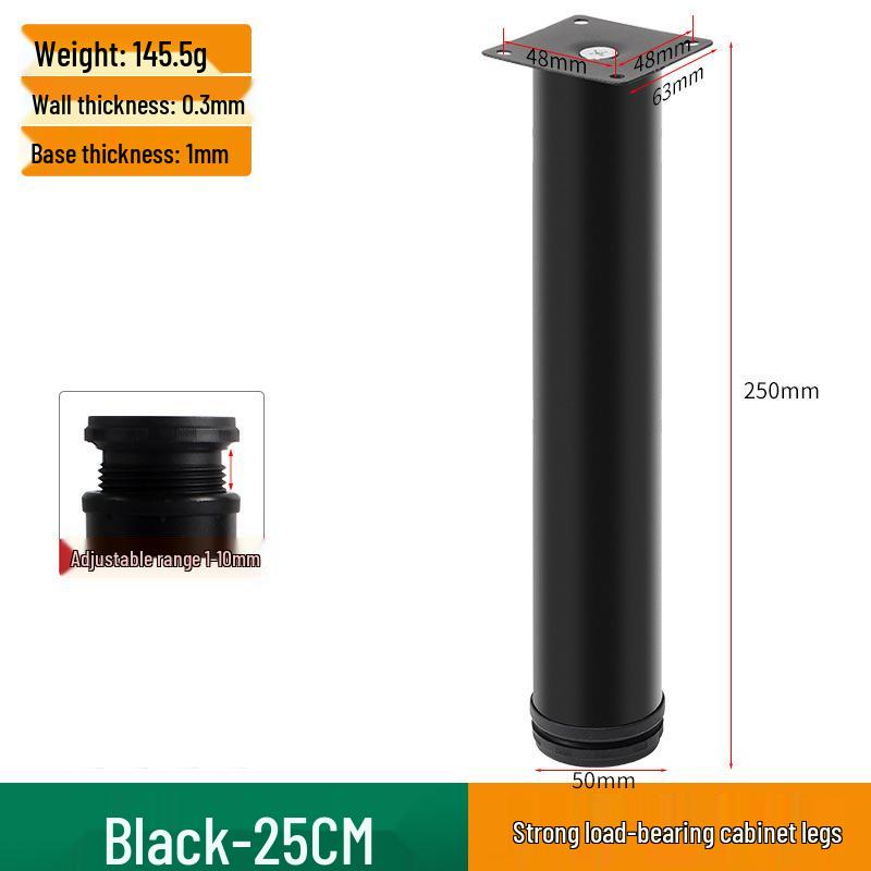 Patas de Mueble Ajustables de Acero Inoxidable Negras para Armarios, Sofás, Muebles de TV, Camas y Mesas de Café