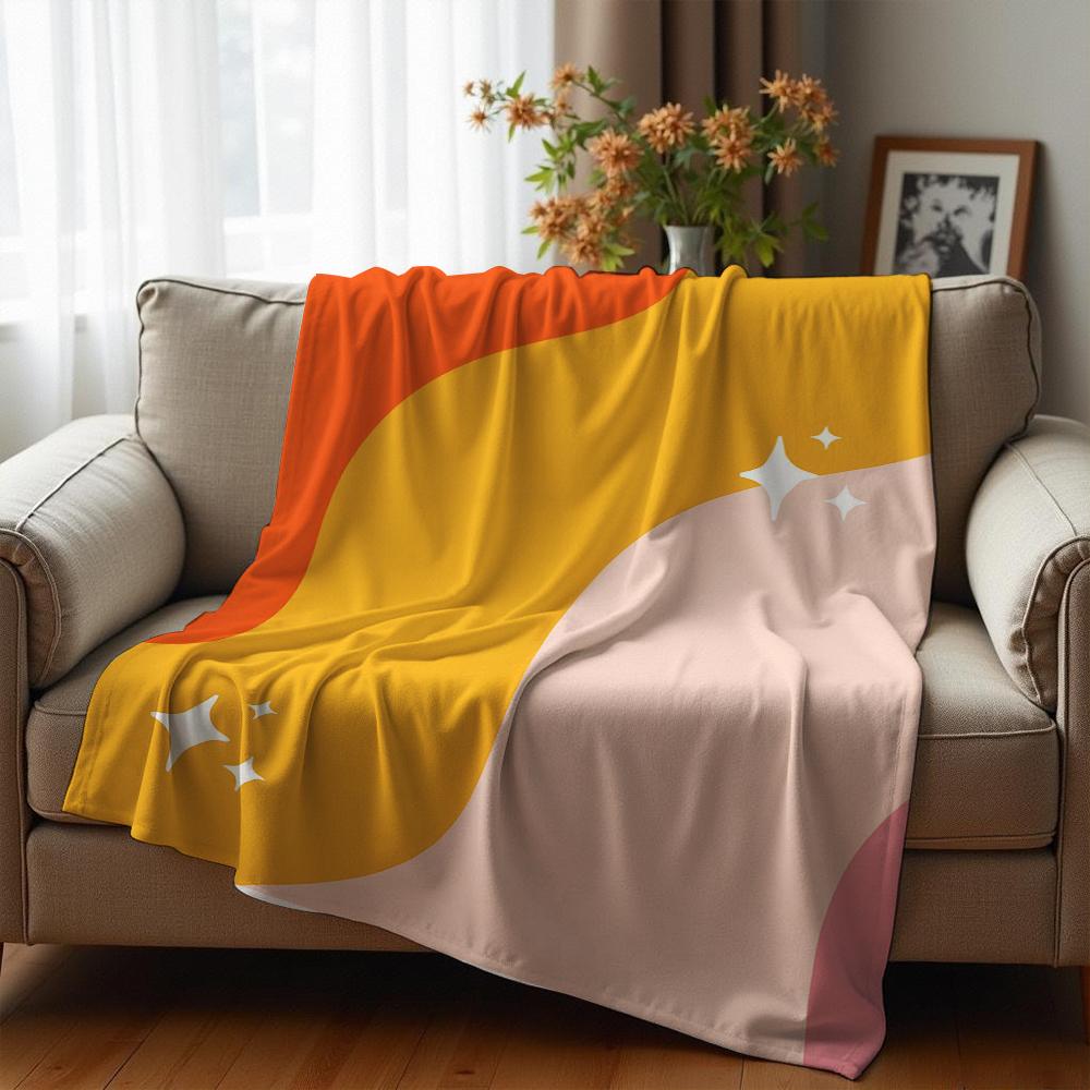 Orange Star Sketch Soft Flannel Blanket Breathable Warm Throw for Office Car Sofa Kids Room Birthday Xmas Gift