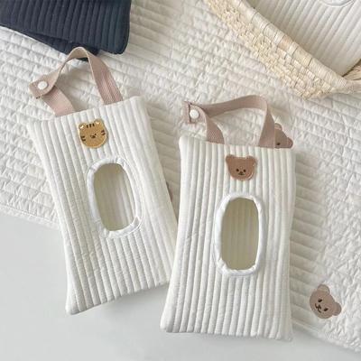 Cartoon Cute Bear Tissue Box Travel Car Portable Handheld Storage Bag Towel Cover  Hanging Bag For Cart Accessories