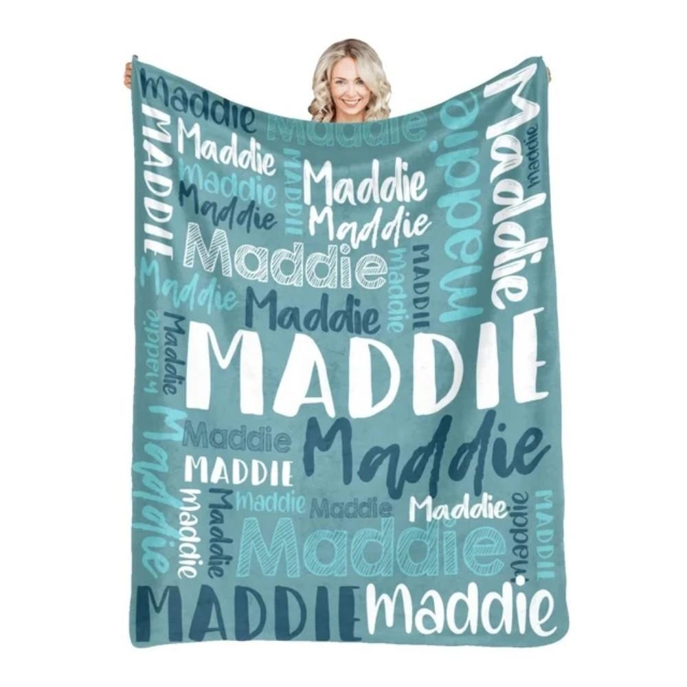 30 Colors Personalized Name Flannel Blanket For Girls Boys Letter Monochrome Customized Baby Adult Name Blanket Birthday Gift