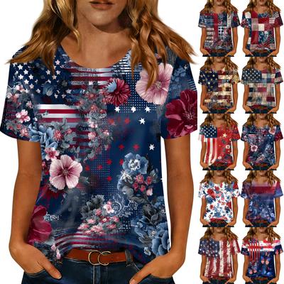 Women's Fashionable Casual Round-neck Printed Short-sleeved T-shirt Top