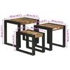 Nesting Table Set 3 Pcs Solid Recycled Wood and Metal
