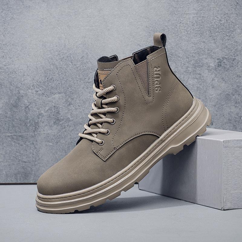 

GAGJ Ботинки Мартина настоящая мужская обувь модные желтые высокие ботинки удобные износостойкие универсальные повседневные ботинки ретро мужские 43 серый