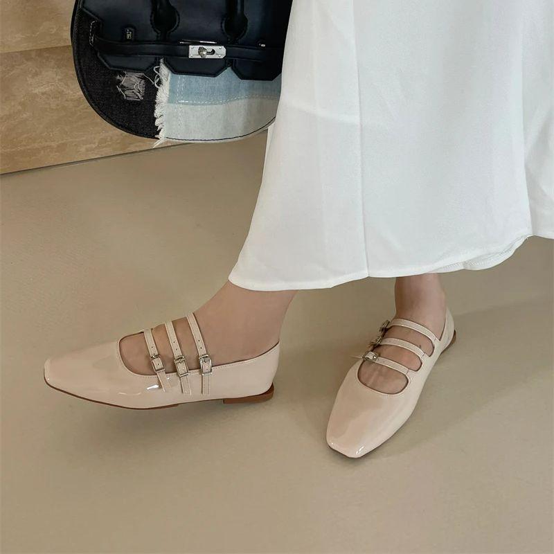 Fashion Bailamos Spring New Women Flats Ladies Elegant Flat Mary Jane Shoes Fashion Round Toe Shallow Shoes Outdoor Dress Ballet Shoes M