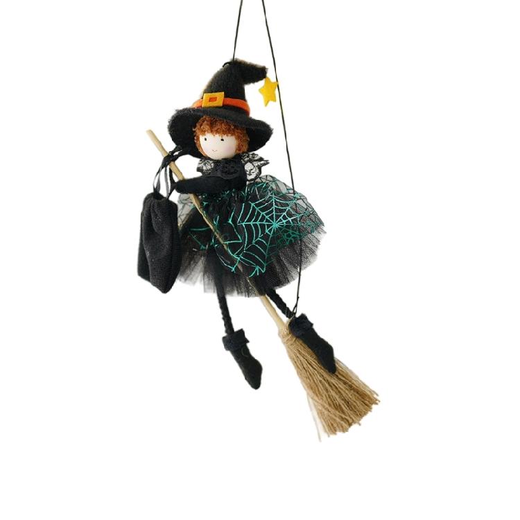 Seasonal Halloween Hanging Accent with Fabric Figure and Star Charm for Entryway or Party Window Display Indoors