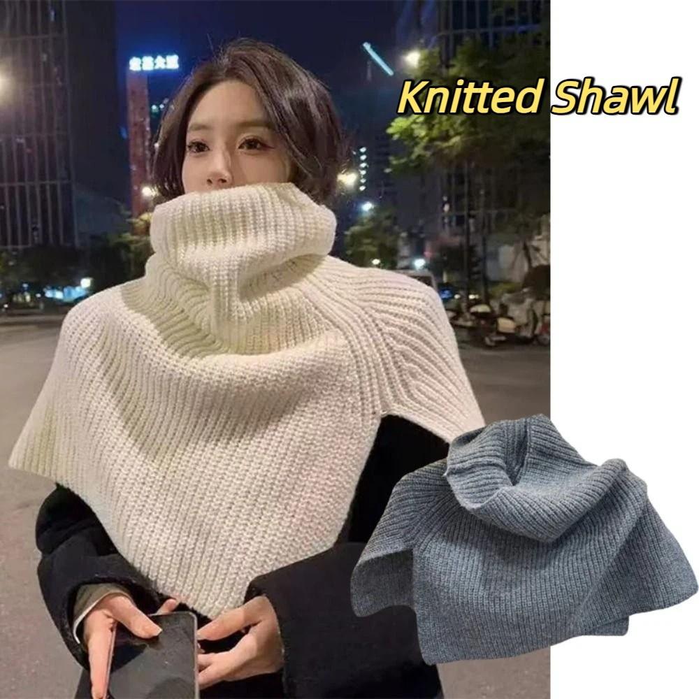 Warm Knitted Shawl Thicken Neck Wraps Simple Women Winter Shawl  Student