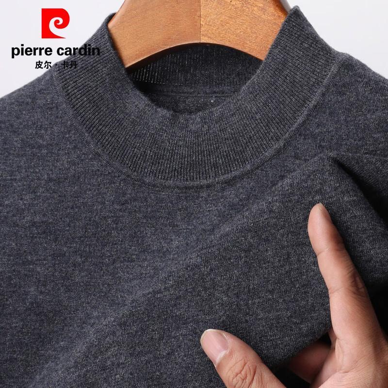 Pierre Cardin Men's 100% Wool Short Sleeve Semi-Turtleneck Sweater