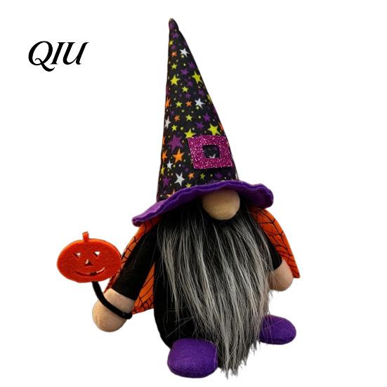 Holiday Gift for Halloween Gnome Decoration, Witch Swedish Tomte Ornament, Plush Whimsical Desk Shelf Ornaments Scandinavian Elf Dwarf Party