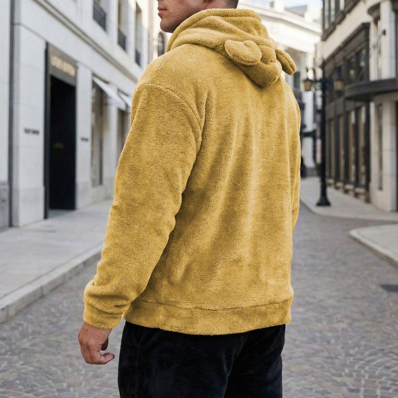 Plus Size Men Hooded Casual Fleece Pullover Sweatshirt Warm Winter Coat