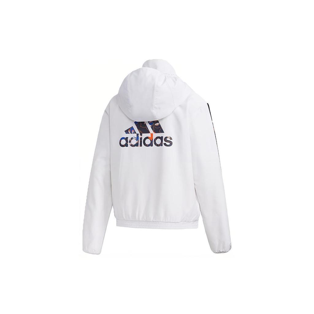 Adidas Printed Sports Hooded Fleece Jacket Women Jackets White GG0764