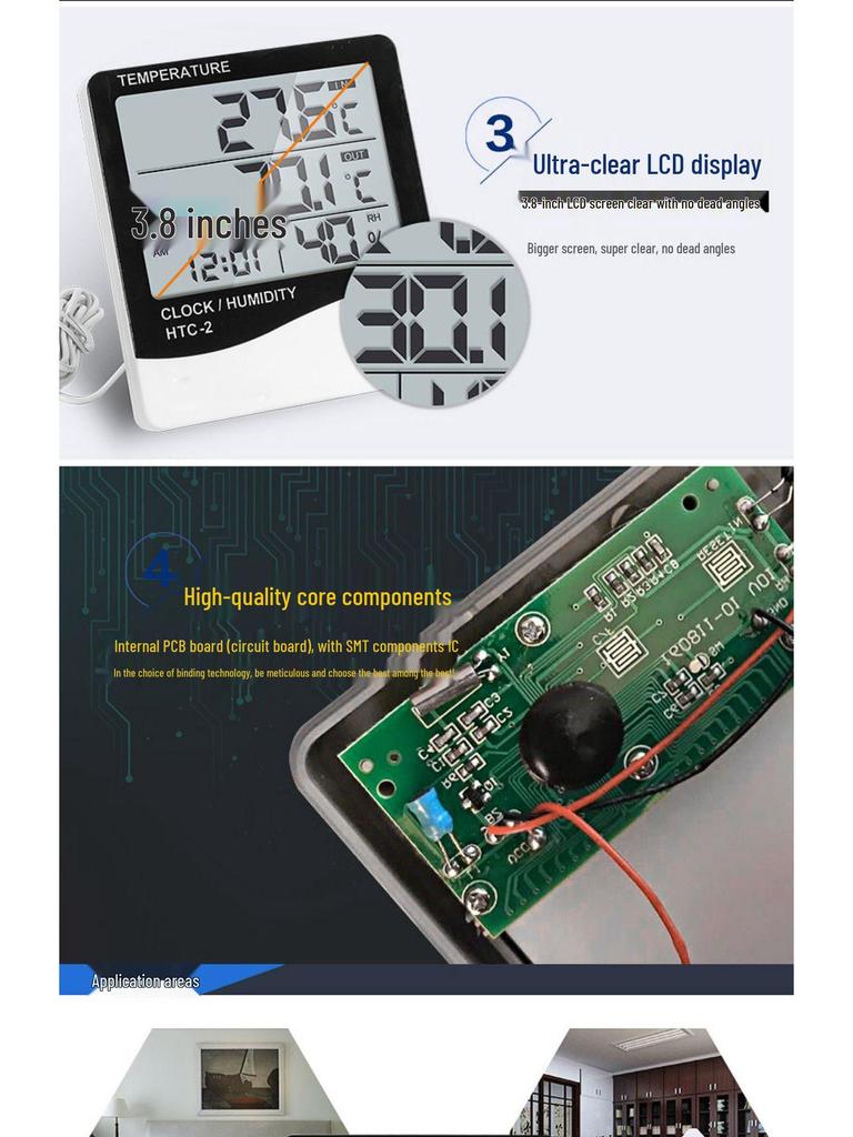 TK Electronic HTC-2 High Precision Digital Thermohygrometer with Probe for Indoor & Aquarium Water Temperature Measurement.