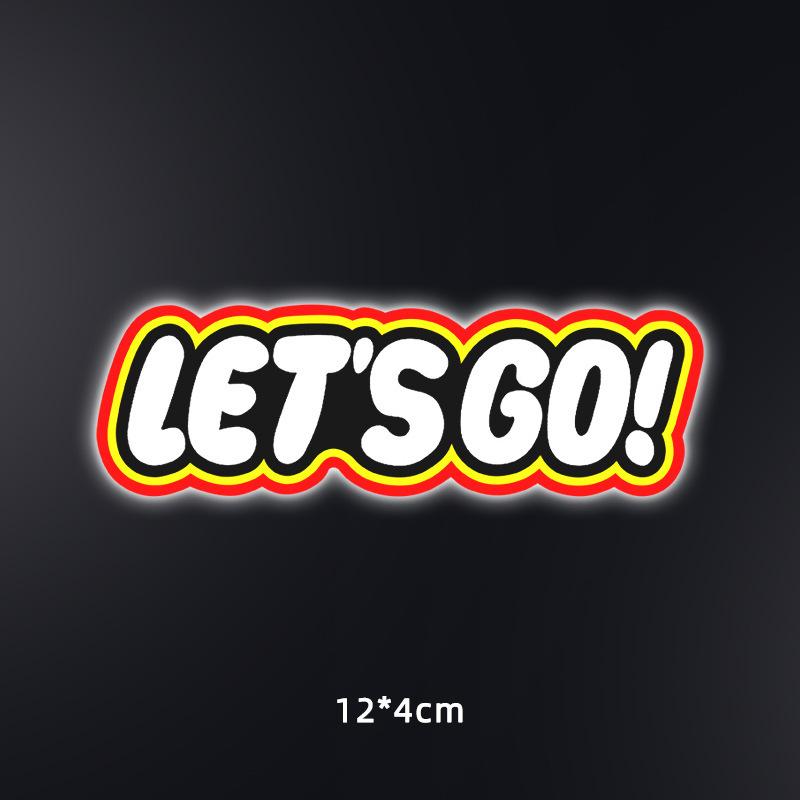 

2Pcs1 Personalized Funny Let s Go! Car Electric Car Motorcycle Decoration Scratch Reflective Stickers 21*4cm 2Pcs