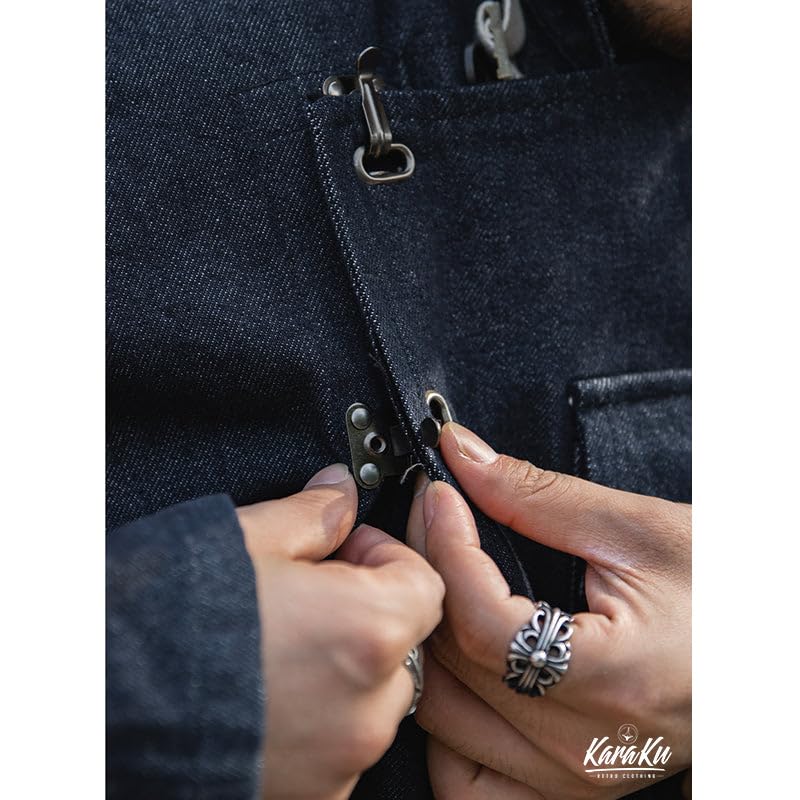 13oz Denim Swedish Military Motorcycle Jacket Indigo Blue XL [karaku]