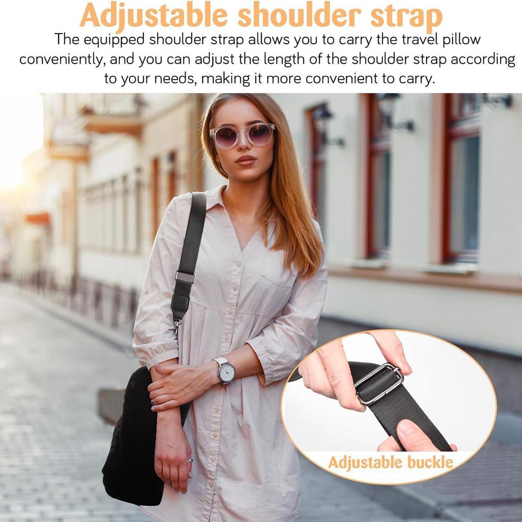 Stuffable Travel Pillow For Extra Luggage Velvet Travel Neck Pillow Storage Bag With Adjustable Fits Up To 3 Days Travel U-Shapes Pillow