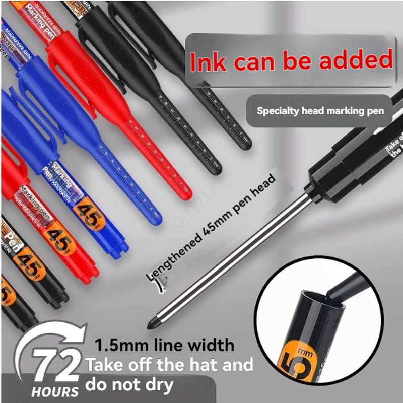45mm Tip Deep Hole Long Head Nib Markers Set for Metal Pen Waterproof Bathroom Woodworking Decoration Multi-Purpose White Ink