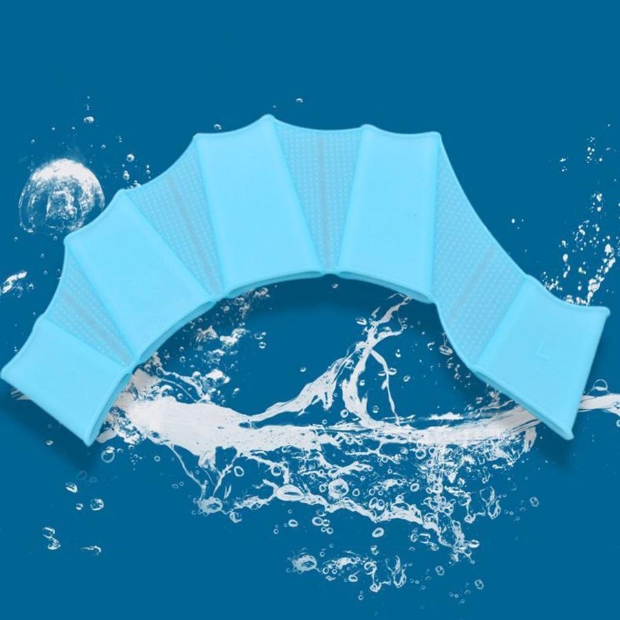 3Sizes Available Blue Silicone Swimming Hand Webbed Gloves Freestyle Finger Flippers Auxiliary Training Equipment Swimming Aids