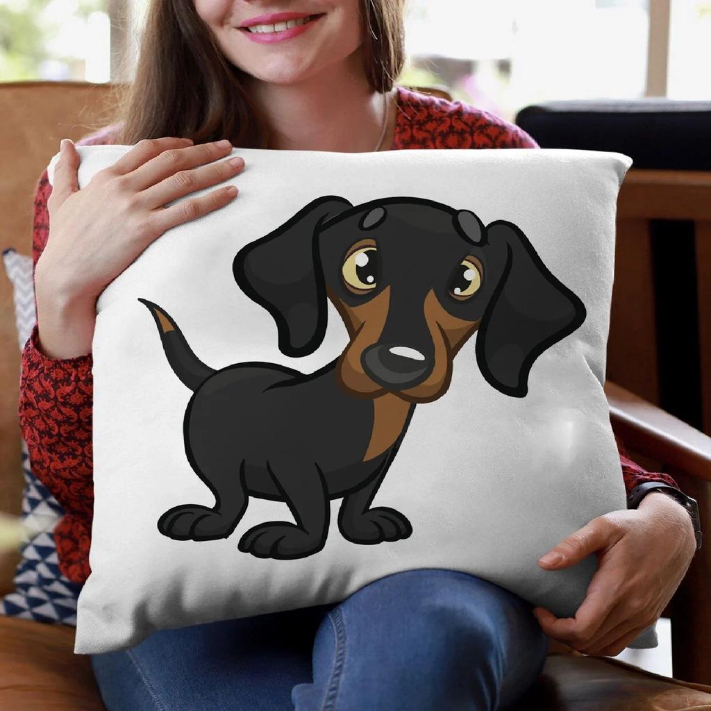 Dachshund Art Polyester Cushion Love Sausage Dog Pillow Bedroom Sofa Living Room Decor Pillowcase,(4)