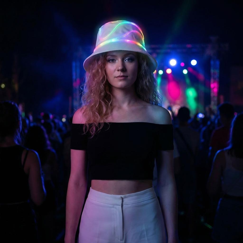 LED Fiber Optic Bucket Hat Unisex Light Up Headwear Suitable for Concerts Festivals Night Parties Adjustable Design