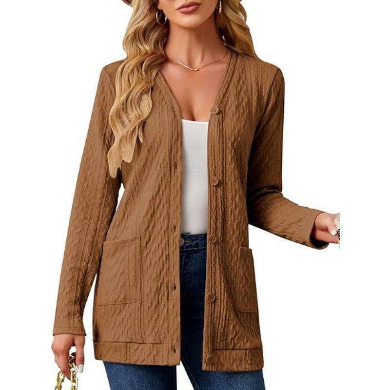 YYFS Women's Fashion Casual Fall Winter Solid Color Print Long Sleeve Sweaters