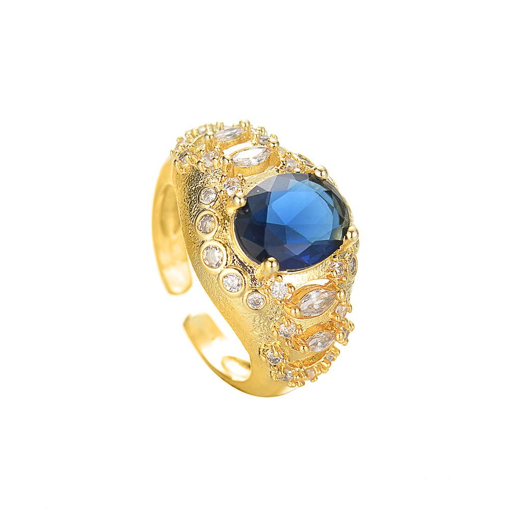 New Full Diamond Sparkling Diamond Open Ring with Female Temperament, High End, Retro Fashion, Versatile, and Non Fading Food Ring