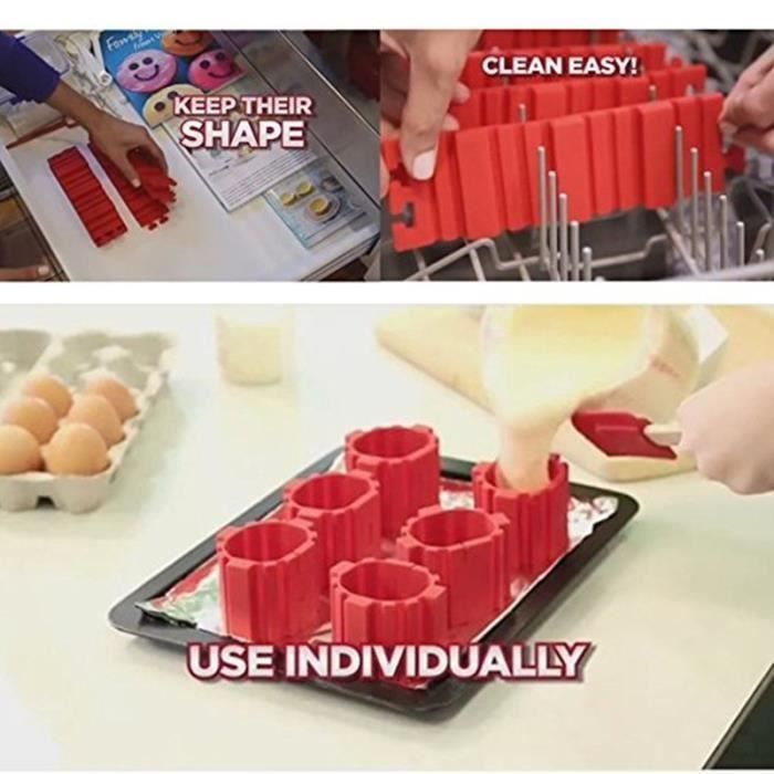

Lot de 4pcs Magique Moule à Gâteau Modulable pour Forme Cœur et Autres, Cake en Silicone Rouge (4pcs