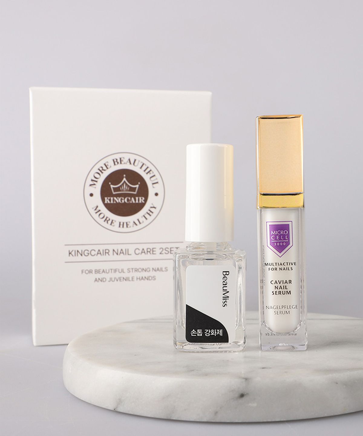 King Care Microcell Caviar Nail Serum + Bomis Nail Coating Strengthener Nourishing Gift Set (2-Piece Set)