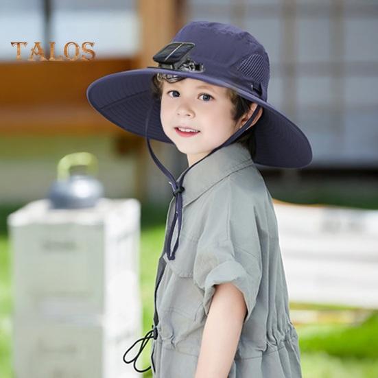 Solar-Lüfterkappe mit 800mAh-Akku USB-Solarladung Outdoor-Fischerhut mit wasserdichter Beschichtung Mesh-Design Kinder-Sonnenhut