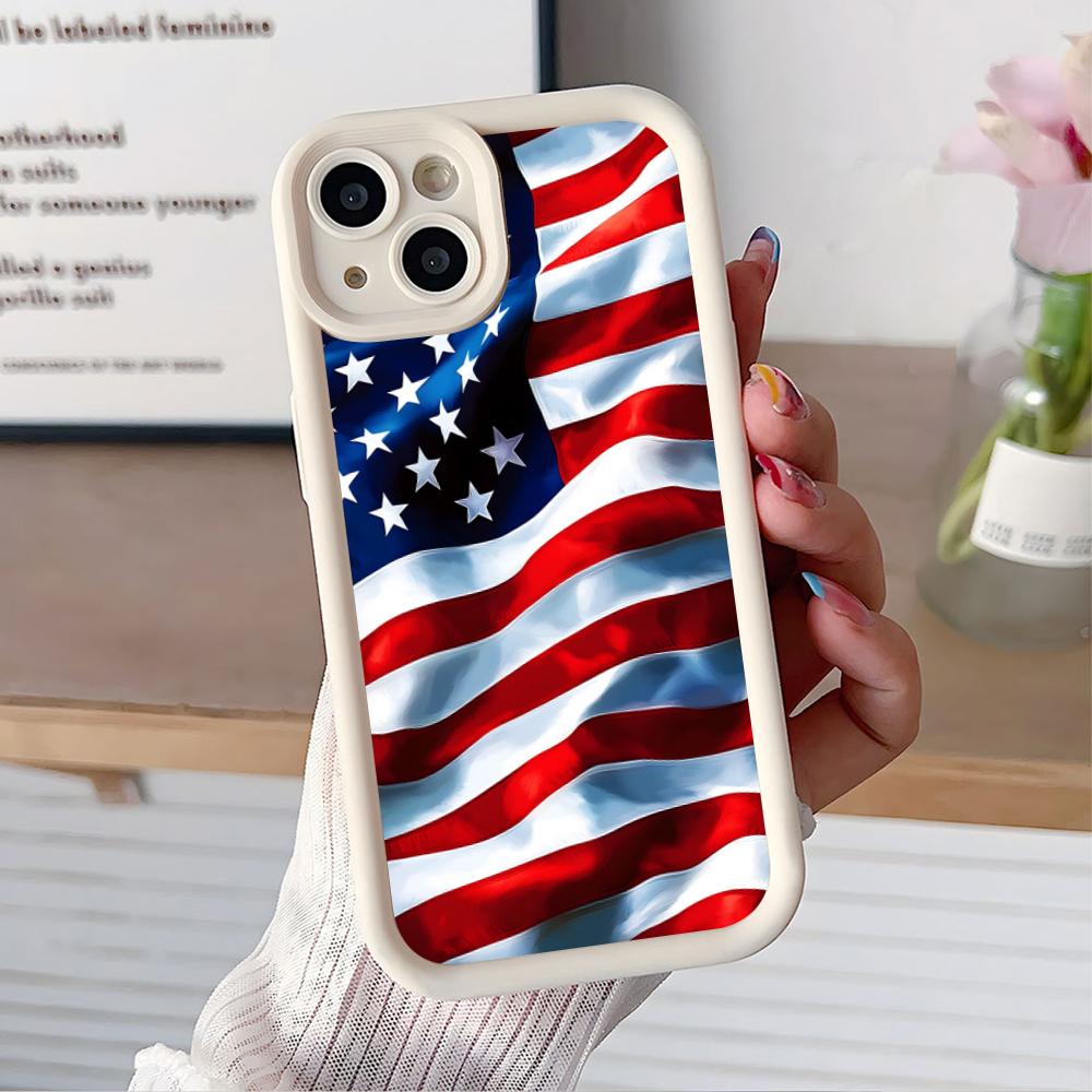 USA America Flag Thicken TPU Mobile Phone Case for iPhone 17 16 15 14 13 12 11 Air Pro Max Plus Colorful Cover