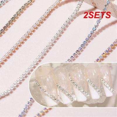 2SETS Nail Decoration Unique Easy To Use Trendy Luxury Beauty Accessory Exquisite Celebrity Choice Fashionable Pearl Nails